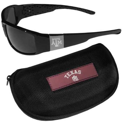 Texas A & M Aggies Chrome Wrap Sunglasses and Zippered Carrying Case