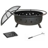 30" Fire Pit with Charcoal Grill and Spark Screen