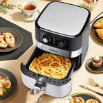 1700W 5.3 QT Electric Hot Air Fryer with Stainless steel and Non-Stick Fry Basket-Black - Color: Black